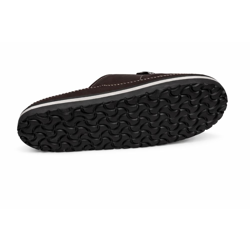 Mens Brown Buckle Sandals with Textured Sole